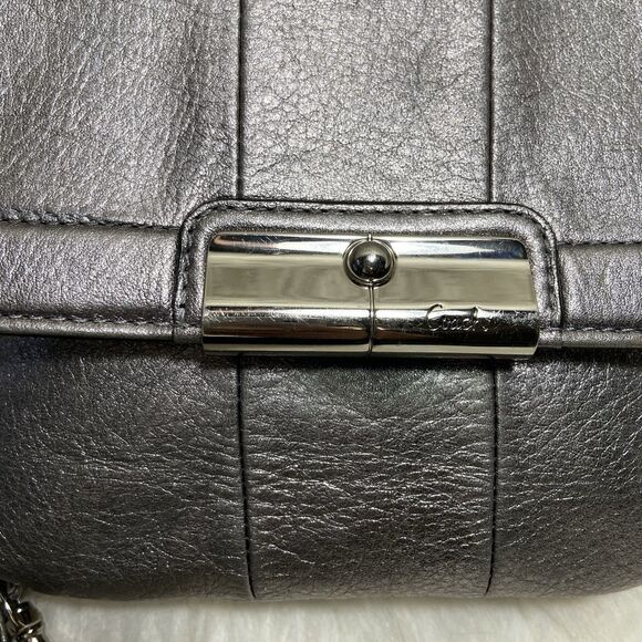 COACH Silver Metallic Leather Crossbody Y2K - Picture 3 of 11